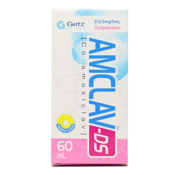Amclav-DS 312.5 mg/5 ml Suspension - Pharmaceutical Solution by Getz Pharma for Treating Bacterial Infections with Co-amoxiclav.