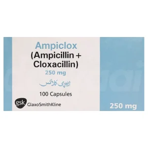 Blister pack of Ampiclox 250 Mg Tablets, a dual-action antibiotic for bacterial infections.