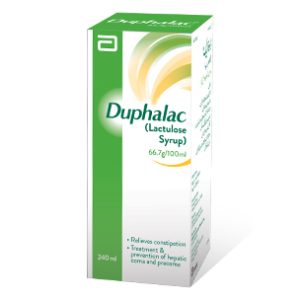 Duphalac syrup - a laxative solution in a bottle.