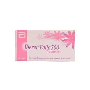 Iberet Folic 500 tablet, a multivitamin and iron supplement, addressing deficiencies, supporting pregnancy, and enhancing overall health