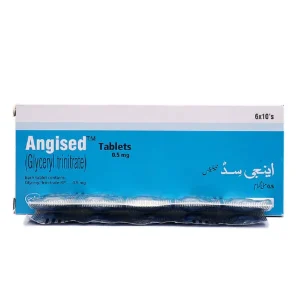 A blister pack of Angised Tablet 0.5mg, with the product name and dosage prominently displayed.