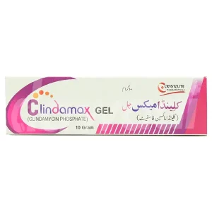Clindamax Gel tube with text overlay: "Clindamax Gel: Effective Treatment for Acne Vulgaris"