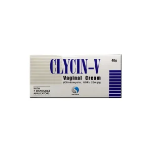 A tube of Clycin-V Cream, with text detailing its uses, benefits, side effects, and price.