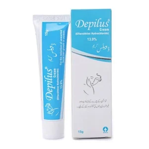A tube of Depilus cream with the brand name clearly visible.