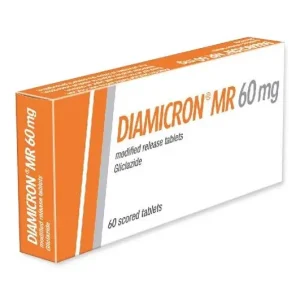 A blister pack of Diamicron MR tablets 60mg, an oral anti-hyperglycemic medication used to treat Type II diabetes.