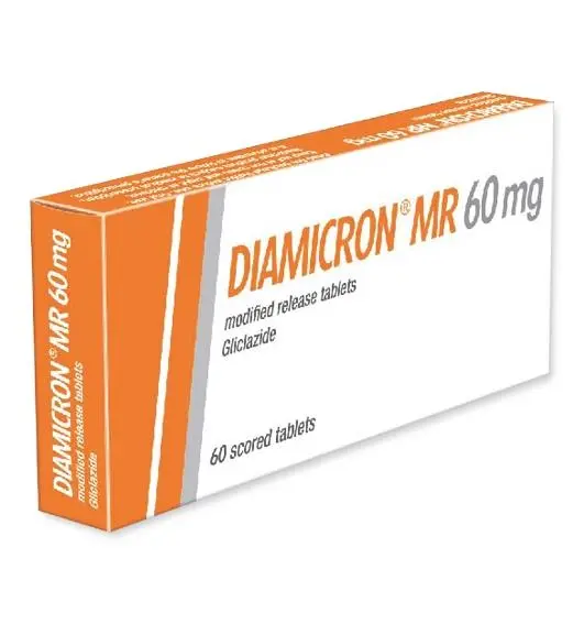 A blister pack of Diamicron MR tablets 60mg, an oral anti-hyperglycemic medication used to treat Type II diabetes.