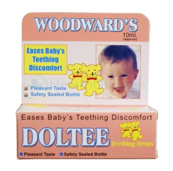 Bottle of Doltee Teething Drops, a medication for teething infants,