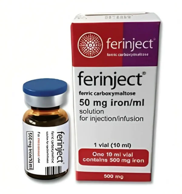 Ferinject Injection: A vial containing the iron supplement.