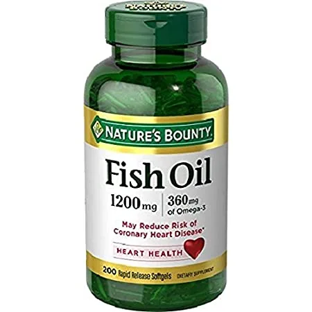Bottle of Fish Oil Capsules with Omega-3 Fatty Acids