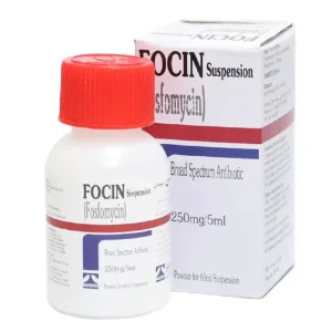 Focin Syrup 60ml bottle with dropper against a white background.