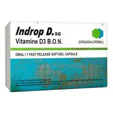 Indrop D Capsule blister pack with vitamin D symbol on a white background.