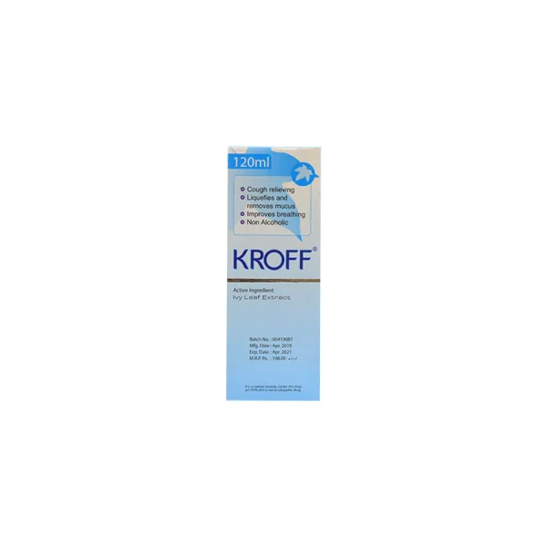 Bottle of Kroff Syrup with measuring spoon
