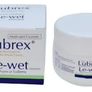 Lubrex Ointment 75G tube with a white lid against a light blue background.