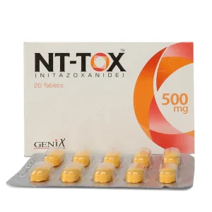 A blister pack of NT-Tox 500mg tablets.