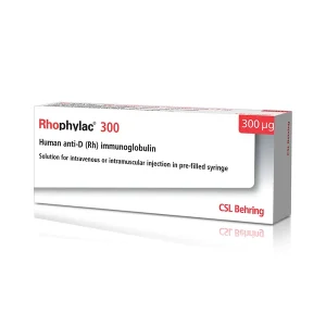 A vial of Rhophylac (anti-D) injection.