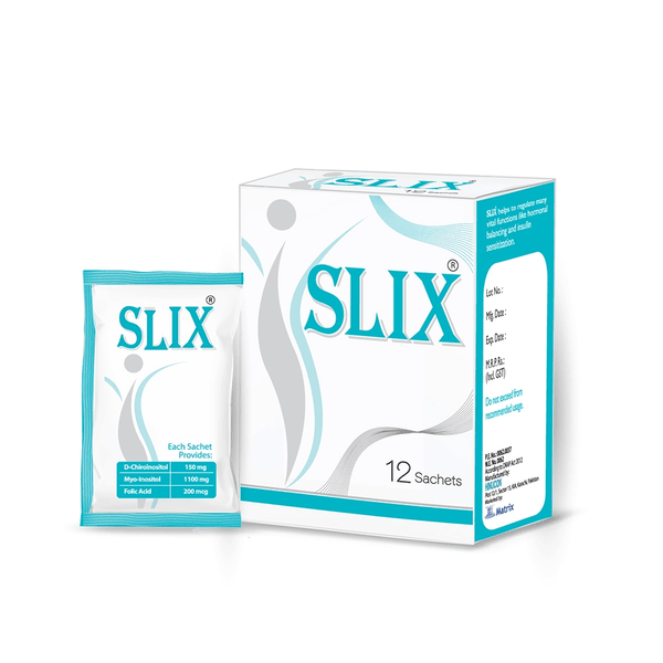 Packet of Slix Sachets against a plain background.