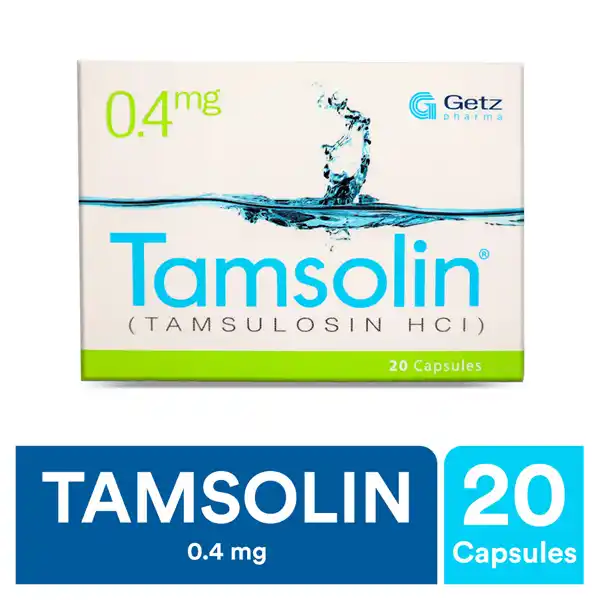 Tamsolin tablet 0.4mg with text detailing its uses, side effects, dosage, precautions, and price.