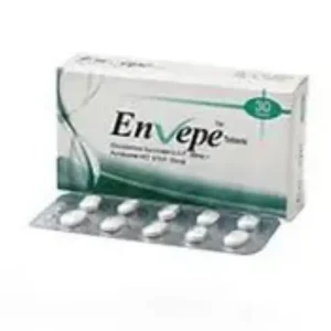 A pack of Envepe Tablet 10mg/10mg, displaying the product name and dosage information.