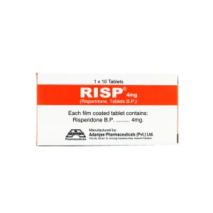A blister pack of Risp Tablet 4mg, used for treating various mental health conditions.