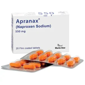 A blister pack of Apranax tablets 550mg.