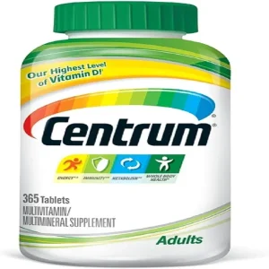 Centrum tablet for men, a comprehensive multivitamin and mineral formula with vitamins A, C, D, E, K, B-vitamins, calcium, iron, magnesium, zinc, selenium, and more. Designed to support muscle function, energy release, immunity, and heart health