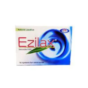Ezilax tablet blister pack on a white surface.
