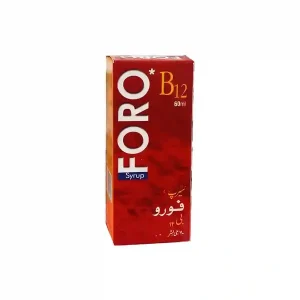 A bottle of Foro B12 oral syrup displayed against a white background.