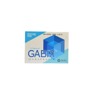 Blister pack of Gabix capsules, 100mg with capsules.