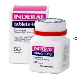 Inderal 40mg: beta-blocker medication for high blood pressure and other conditions.