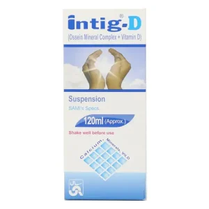 Image of Intig-D Syrup. Intig-D Syrup combines the benefits of Vitamin D3 and Ossein Mineral Complex to promote bone health.