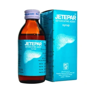 A bottle of Jetepar syrup - a pediatric cough and cold remedy.