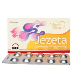 Jezeta Tablet 10/10mg blister pack, containing amlodipine and telmisartan for heart and blood pressure issues.