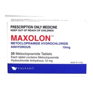 A blister pack of Maxolon Tablet 10mg.
