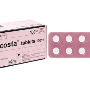 A blister pack of Mucosta Tablet 100mg, a medication used for treating gastritis and stomach ulcers.