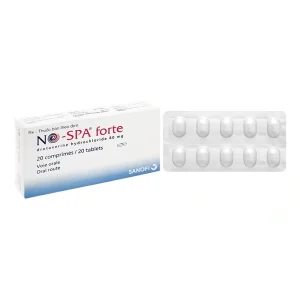 A blister pack of No-Spa Forte 80mg tablets, with the tablets visible through the packaging.
