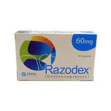 A blister pack of Razodex tablets with the medication name and dosage displayed.
