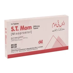 ST Mom Tablets 200mcg - Illustration of tablet blister pack with medical symbol.