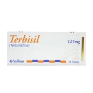A pack of Terbisil Tablet 125mg, a medication for fungal infections.