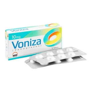 A blister pack of Voniza Tablets 10mg with tablets visible through the packaging.