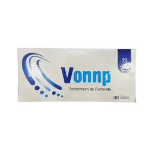 A blister pack of Vonnp tablets 20mg, with the tablets visible through the packaging.