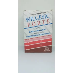 A blister pack of Wilgesic Forte tablets, with the tablets visible through the packaging.