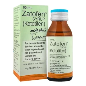 Zatofen Syrup 60ml: Treats allergic conditions like rhinitis.