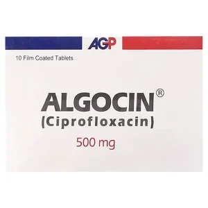 A pack of Algocin tablets against a white background.