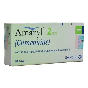 A blister pack of Amaryl 2mg tablets, with the medication name and dosage clearly visible.