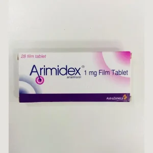 A pack of Arimidex tablets with a white background.
