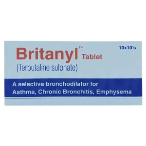 Image of Britanyl Tablet 2.5mg, a bronchodilator medication primarily used to treat symptoms of COPD and asthma.