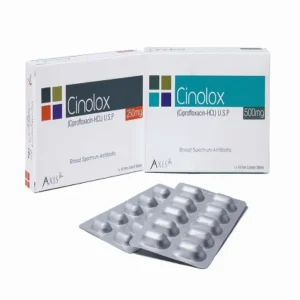 Cinolox Tablet 250mg blister pack with tablets.