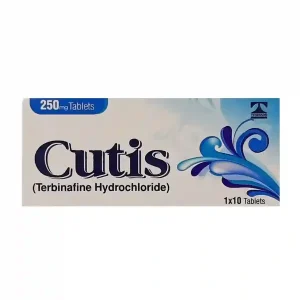 Cutis Tablets 250 mg container with tablets spilling out.