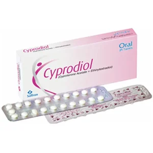 Image of Cyprodiol Tablet, a medication for menstrual irregularities, PCOS, and hormonal imbalances.