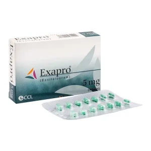 Image of Exapro Tablet 5mg pack with the label 'Exapro Tablet 5mg' and key information about the product.